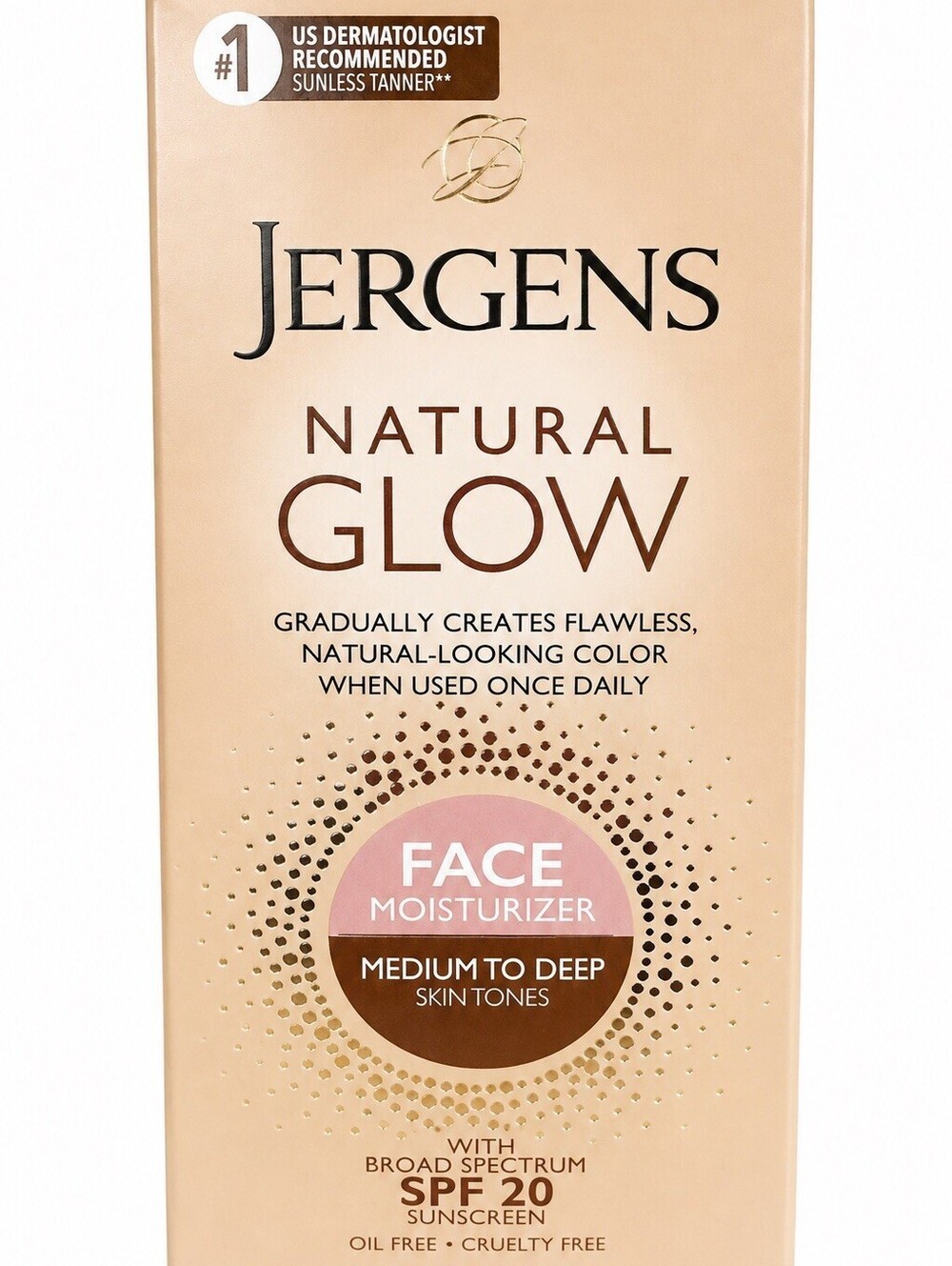 Jergens Gradual Tan Face Lotion Oil-Free Cruelty-Free SPF 20 2 fl oz